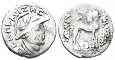 Ancient Coins - Yuezhi, Sapadbizes. Late 1st century BC. Plated Hemidrachm (1.43g, 15mm). Senior A6.1