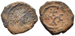 Ancient Coins - Justinian I. 527-565. AE Pentanummium (2.11g, 17mm). Theoupolis (Antioch) mint. Struck circa 560-5. SB 245