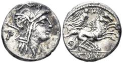 Ancient Coins - D. Silanus L. F. 91 BC. AR Denarius (3.60g, 16mm). Rome mint. Crawford 337/3 var.