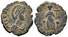 Ancient Coins - Aelia Eudoxia. Augusta, 400-404 AD. AE3 (1.58g, 15mm). Antioch mint. Struck 400-4 AD. RIC 83