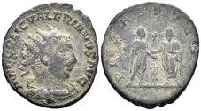 Ancient Coins - Valerian I. 253-260 AD. AR Antoninianus (3.49g, 22mm). Samosata mint. Struck 255/6 BC. RIC 284