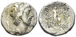 Ancient Coins - Cappadocian Kingdom. Ariarathes III Eusebes. 52-42 BC. AR Drachm (3.82g, 16mm). Eusebeia-Mazaca mint. Dated RY 11 (42 BC). Simonetta 3b
