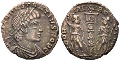 Ancient Coins - Constantius II, as Caesar. 335-337 AD. AE Follis (1.69g, 15mm). Antioch mint. Struck 335-7 AD. RIC 110