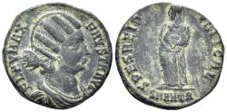 Ancient Coins - Fausta, Augusta. 324-326 AD. AE Follis (3.15g, 19mm). Antioch mint. Struck 325/6 AD. RIC 69 var.