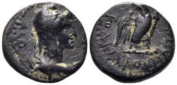 Ancient Coins - Phrygia, Laodikeia. Time of Nero. 54-68 AD. AE 17mm (3.89g). K. Aineias, magistrate. RPC I 2927