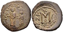 Ancient Coins - Heraclius, with Heraclius Constantine. 610-641. AE Follis (14.73g, 32mm). Seleucia Isauriae mint. Dated RY 7 (616/7). SB 845