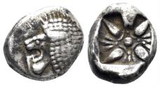 Ancient Coins - Ionia, Miletos. Late 6th- early 4th Century BC. AR Diobol / 1/12th Stater (1.00g, 9mm). SNG Keckman 273