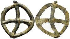 Ancient Coins - Celtic Central Europe. Helvetii. 3rd-2nd centuries BC. Cast Potin Wheel (3.01g, 27mm). cf. Siron, Rouelles Objets Mystérieux N5