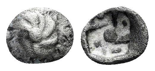Ancient Coins - Ionia, Uncertain. Late 6th-early 5th Century BC. AR Hemitetartemorion (0.12 gm, 5mm). SNG Kayhan 740