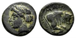 Ancient Coins - Ionia. Magnesia ad Maeandrum. Circa 400-350 BC. AE 11mm (1.27 gm). SNG Kayhan 408