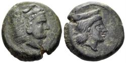 Ancient Coins - Sicily, Himera as Thermai Himerensis. Late 4th - early 3rd century BC. AE 15mm (3.22g). SNG ANS 190