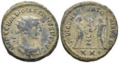 Ancient Coins - Diocletian. 284-305 AD. AE Radiatus (3.54g, 21mm). Antioch mint. Struck 285 AD. RIC 325