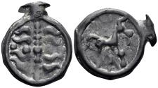 Ancient Coins - Celtic Northeast Gaul. Nervii. Circa 100-50 BC. Cast Potin (6.20g, 24mm). D&T 629