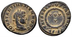 Ancient Coins - Constantine II, as Caesar. 316-337 AD. AE Follis (2.90 gm, 20mm). Siscia mint. Struck 320/1 AD. RIC 163