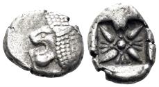 Ancient Coins - Ionia, Miletos. Late 6th- early 4th Century BC. AR Diobol / 1/12th Stater (0.99g, 10mm). SNG Kayhan 476-82