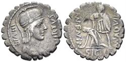 Ancient Coins - Mn. Aquillius Mn. f. Mn. 71 BC. AR Serrate Denarius (3.62g, 19mm). Rome mint. Crawford 401/1