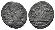 Ancient Coins - Delmatius. Caesar. 335-337 AD. AE Follis (1.08g, 16mm). Arelate mint. Struck 335/6 AD. RIC 399