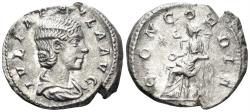 Ancient Coins - Julia Paula, Augusta. 219-220 AD. AR Denarius (2.56g, 20mm). Rome mint. Struck 220 AD. RIC 211