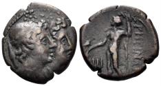 Ancient Coins - Bruttium, Rhegion. Second Punic War. Circa 211-201 BC. AE Trias (2.84g, 17mm). SNG ANS 768