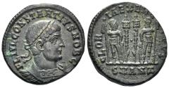 Ancient Coins - Constantius II, as Caesar. 337-361 AD. AE Follis (3.00g, 18mm). Antioch mint. Struck 330-333/ 335 AD. RIC 88