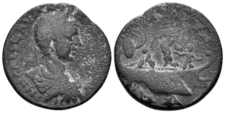 Ancient Coins - Phoenicia, Tyre. Elagabalus. 218-222 AD. AE 26mm (11.61 gm, 25mm). BMC 410. Queen Dido