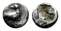 Ancient Coins - Macedon, Eion. 5th century BC. AR Tetartemorion (0.25 gm, 5.5mm). Unpublished denomination. Rare