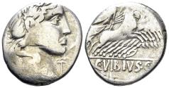 Ancient Coins - C. Vibius C.f. Pansa. 90 BC. AR Denarius (3.67g, 16.5mm). Auxiliary mint of Rome. Crawford 342/5b