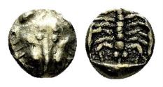 Ancient Coins - Karia, Mylasa. Mid 6th century BC. 1/48 Stater (Electrum, 0.28 gm, 5mm). SNG Kayhan I 925-7