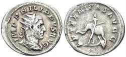 Ancient Coins - Philip I Arabs. 244-249 AD. AR Antoninianus (3.98g, 23mm). Rome mint. Struck 247-9 AD.  RIC 58