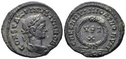 Ancient Coins - Constantine II, as Caesar. 317-337 AD. AE Follis (3.14g, 20mm). Lugdunum mint. Struck 323/5 AD. RIC 217