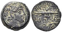 Ancient Coins - Seleukid Kingdom. Antiochos IX Eusebes Philopator (Kyzikenos). 114/3-95 BC. AE 18mm (6.17g). Antioch mint. Dated SE 199 (114/3 BC). SC 2364.1g