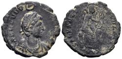 Ancient Coins - Aelia Eudoxia. Augusta, 400-404 AD. AE3 (2.38g, 18mm). Nicomedia mint, 1st officina. Struck 401-403 AD. RIC 102