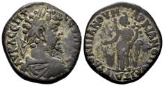 Ancient Coins - Moesia Inferior, Markianopolis. Septimius Severus. 193-211 AD. AE Pentassarion (11.67g, 27mm). Flavius Ulpianus, legatus consularis. Struck 210/1 AD. Moushmov 387