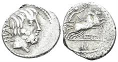 Ancient Coins - L. Titurius L.f. Sabinus. 89 BC. AR Denarius (3.76g, 19mm). Rome mint. Crawford 344/3