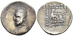 Ancient Coins - Parthian Kindom. Mithradates III. 87-79 BC. AR Drachm (3.31g, 21mm). Ekbatana mint. Sellwood 31.5