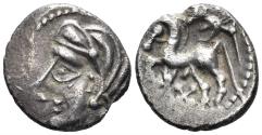 Ancient Coins - Celtic Central Gaul. Bituriges Cubi. Circa 100-50 BC. AR Quinarius (1.72g, 14mm). LT 4108