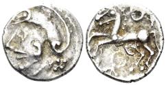 Ancient Coins - Celtic Central Gaul. Aedui. Circa 80-50 BC. AR Quinarius (1.99g, 15mm). Cf. DT 3186