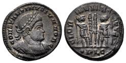 Ancient Coins - Constantine II, as Caesar. 316-337 AD. AE Follis (3.27g, 17mm). Lugdunum mint. Struck 330/1 AD. RIC 244
