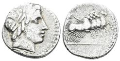 Ancient Coins - Anonymous. Circa. 86 BC. AR Denarius (3.61g, 19mm). Rome mint. Crawford 350A2