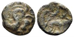 Ancient Coins - Celtic, Gallia Belgica. Ambiani. Circa 50-30 BC. AE 14mm (1.65g). Scheers 415