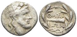 Ancient Coins - Thrace, Thasos (Island). Early 2nd century BC. AR Hemidrachm (1.65g, 14mm). SNG Copenhagen 1036