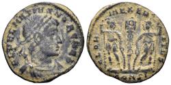 Ancient Coins - Delmatius, Caesar. 335-337 AD. AE Follis (1.50g, 16.5mm). Constantinople mint. Struck 336-337 AD. RIC 141