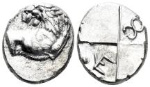 Ancient Coins - Thrace, Black Sea Area. Chersonesos. Circa 350-300 BC. AR Hemidrachm (2.41g, 13mm). BMC Thrace pg. 185, 42