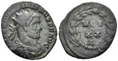 Ancient Coins - Maximianus. 286-305 AD. AE Radiatus (2.85g, 21mm). Rome mint. Struck 297/8 AD. RIC 76b
