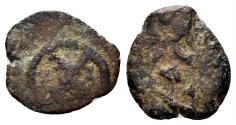 Ancient Coins - Judaea, Herodians. Herod I, 40-4 BC. AE 1/2 Prutah (0.67 gm, 13mm). Jerusalem mint. Hendin 1185