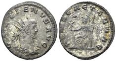 Ancient Coins - Gallienus. 253-268 AD. AE Silvered Antoninianus (2.74g, 20mm). Antioch mint. Struck 262-4 AD. RIC 654