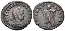 Ancient Coins - Licinius II, Caesar. 317-324 AD. AE Follis (3.56g, 20mm). Arelate mint. Struck 318 AD. RIC 160