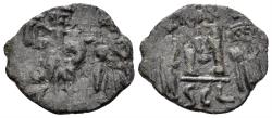 Ancient Coins - Constans II, with Constantine IV, Heraclius, and Tiberius. 641-668. AE Follis (1.92g, 20mm). Syracuse mint. Struck 665-8. SB 1110
