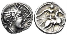 Ancient Coins - Celtic Southern Gaul. Rhône basin. Vocontes. Circa 75 BC. AR Denarius (2.00g, 20mm). D&T 3161