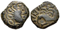 Ancient Coins - Celtic Northwest Gaul, Senones. Circa 100-50 BC. AE 15mm (2.31g). Delestrée & Tache 2635